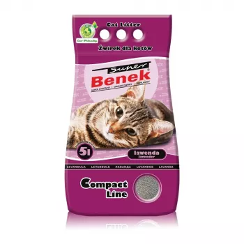 Areia aglomerante Super Benek Certech Super Benek Compact Lavanda 5 L — bentonite, de rápida absorção, não aderente