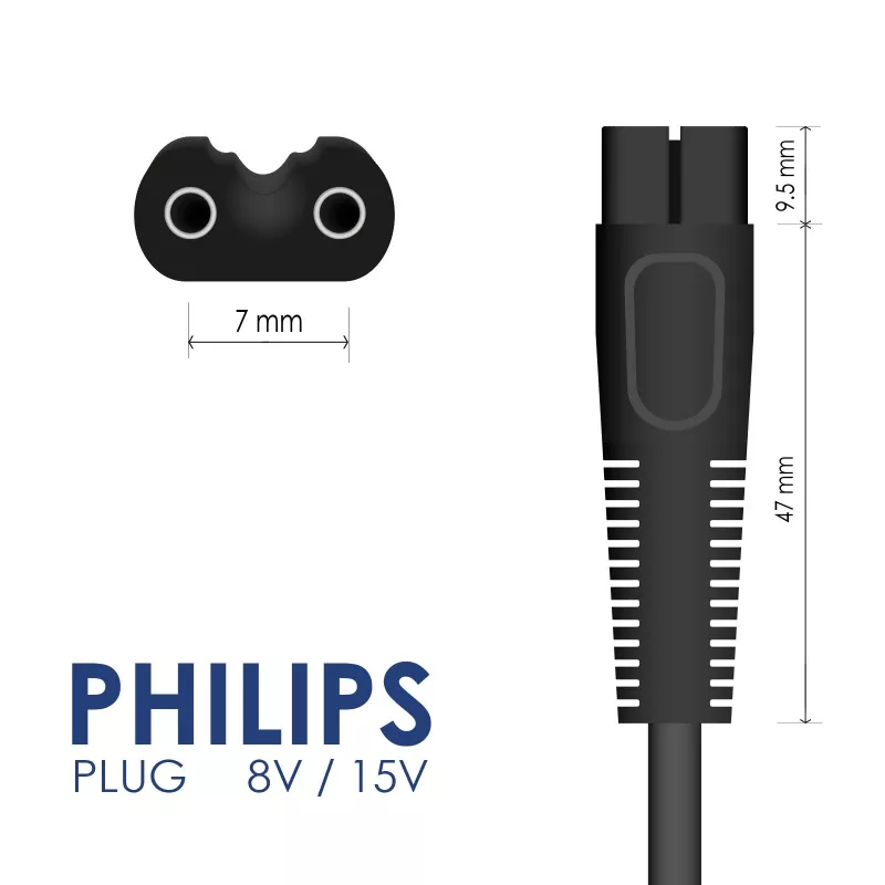 Fonte de alimentação Akyga AK-PD-16 para Philips AquaTouch / Bodygroom, 8 V, 100 mA, 0,8 W, 1,2 m