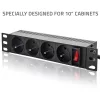 PDU de alumínio Qoltec para RACK 10'' | 1U | 16A | 4xFRANCESA | 1,8m