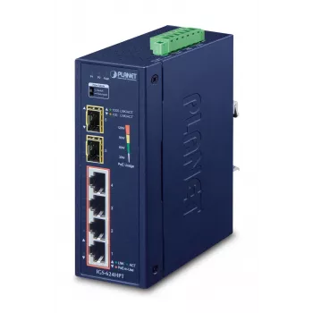 Switch de rede PLANET IGS-624HPT não gerido Gigabit Ethernet (10/100/1000) Power over Ethernet (PoE) azul