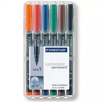 Marcador permanente Staedtler 313 WP6 preto azul castanho verde laranja vermelho