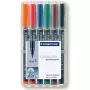Marcador permanente Staedtler 313 WP6 preto azul castanho verde laranja vermelho