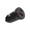 Carregador de automóvel FIXED FIXCC20N-CU-BK — conectores USB-C e USB-A, potência de saída 20 W, adaptador de automóvel compacto