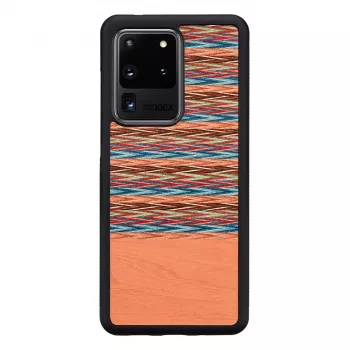 Capa para telemóvel Man and Wood para Samsung Galaxy S20 Ultra — padrão xadrez castanho com contorno preto