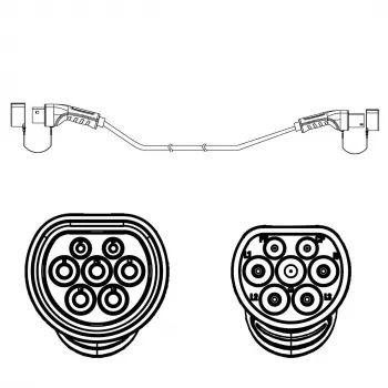 Cabo de carregamento para veículos elétricos ROLINE Type 2 para Type 2 7,5 m — 22 kW, 32 A, 480 V