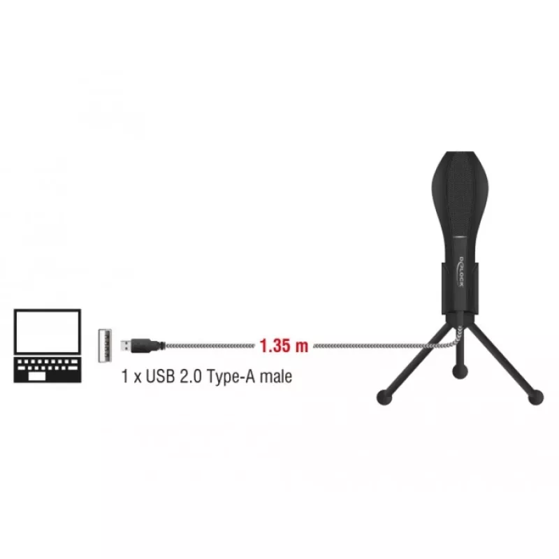 Microfone condensador USB com suporte de mesa - ideal para gaming, Skype e canto