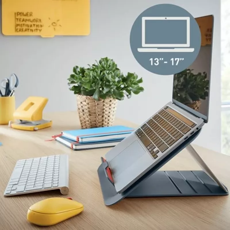 Suporte de portátil ajustável Leitz Ergo Cosy, 80 % plástico reciclado