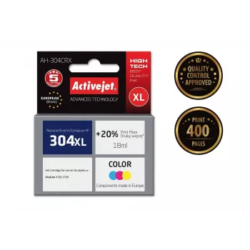 Tinteiro Activejet AH-304CRX (substituto para HP 304XL N9K07AE; Premium; 18 ml; 400 páginas, cor)