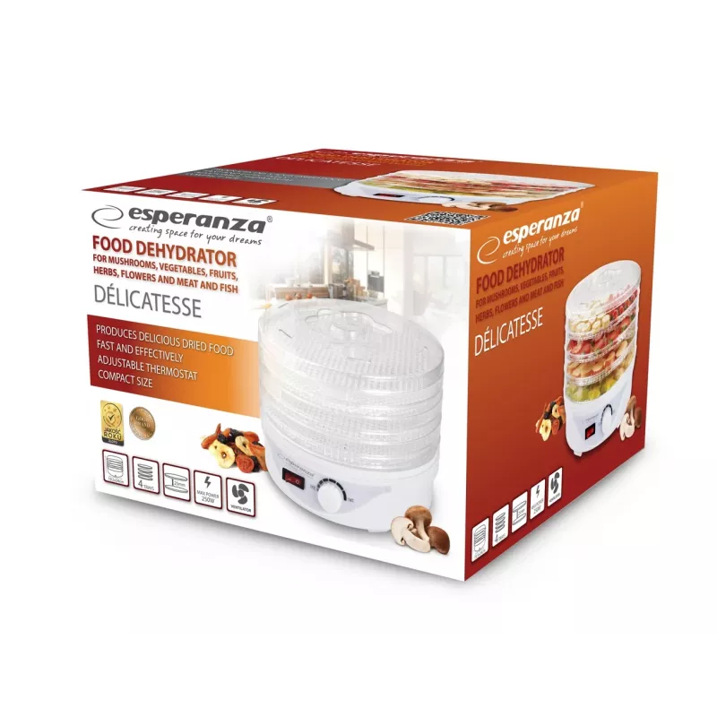 Desidratador de alimentos Esperanza EKD003 transparente, branco 250 W