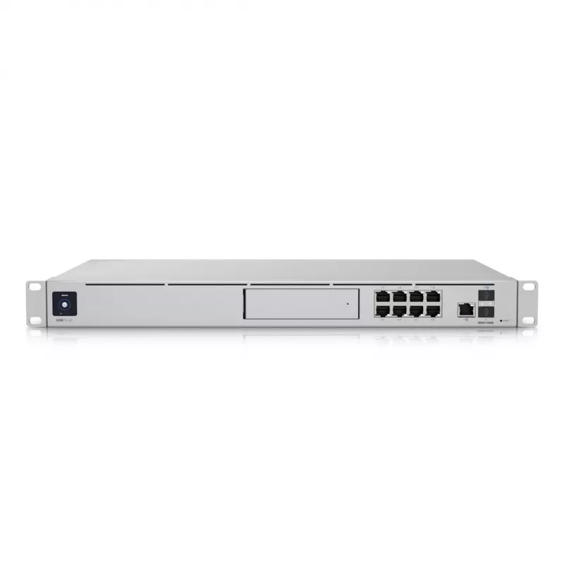 Gateway Ubiquiti UDM-SE UniFi Dream Machine Special Edition, rack 1U, 8x RJ-45 PoE, WAN 2,5GbE + 10G SFP+, CPU de 1,7 GHz, 4 GB DDR4, SSD de 128 GB, baia para HDD de 3,5", ecrã tátil de 1,3"