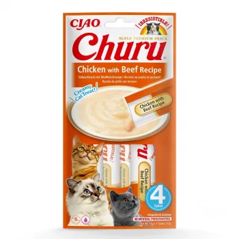 INABA Churu Receita de Frango com Vaca - Petiscos para gatos - 4x14 g