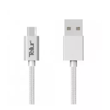 Cabo de dados USB para Micro-USB Tellur nylon entrelaçado 1 m prateado