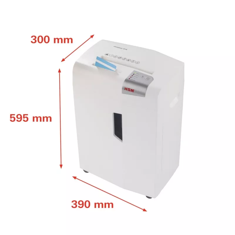 HSM shredstar X15 1030121 destruidora de papel, corte em partículas 4x37 mm, P-4, 15 folhas, largura de entrada 230 mm, cesto de 26 l, CD/cartões de crédito