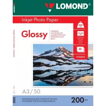 Papel fotográfico a jato de tinta Lomond brilhante 200 g/m² A3, 50 folhas