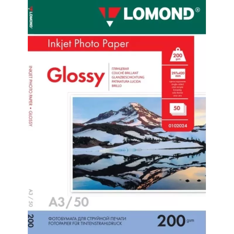 Papel fotográfico a jato de tinta Lomond brilhante 200 g/m² A3, 50 folhas