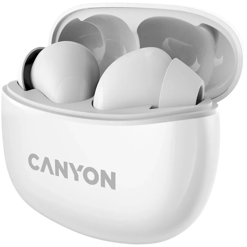 Auscultadores Bluetooth Canyon TWS-5, com microfone, BT V5.3 JL 6983D4, resposta de frequência: 20Hz-20kHz, bateria dos auscultadores 40mAh*2 + estojo de carregamento 500mAh, Type-C