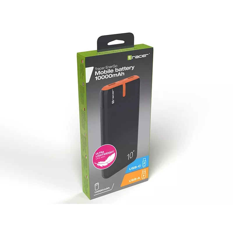 PowerBank EnerGo 10000mAh preto-laranja