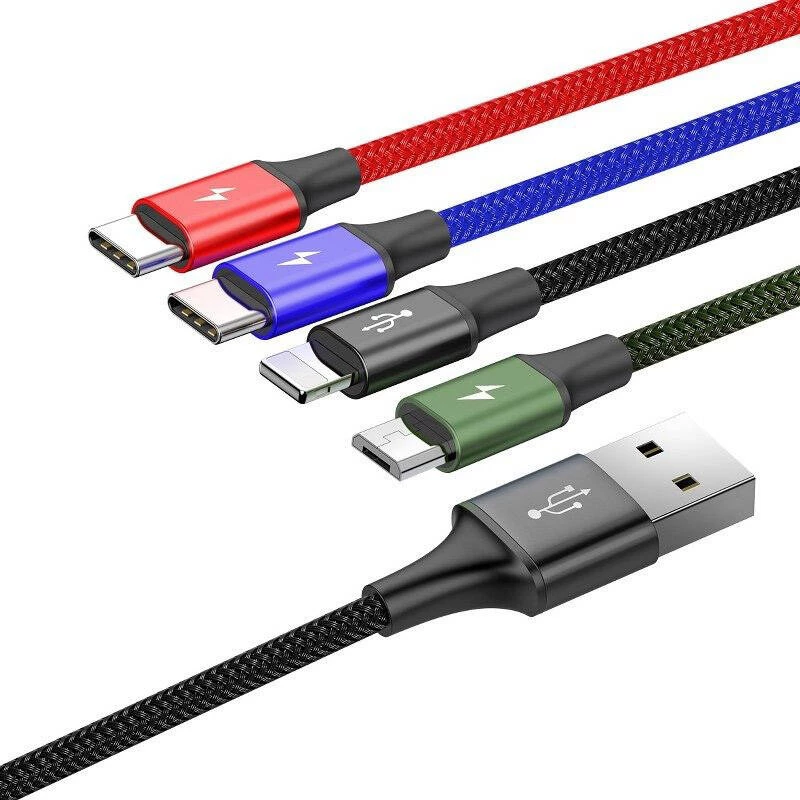 Cabo USB Baseus Fast 4in1 2xUSB-C / Lightning / Micro 3.5A 1.2m (preto)