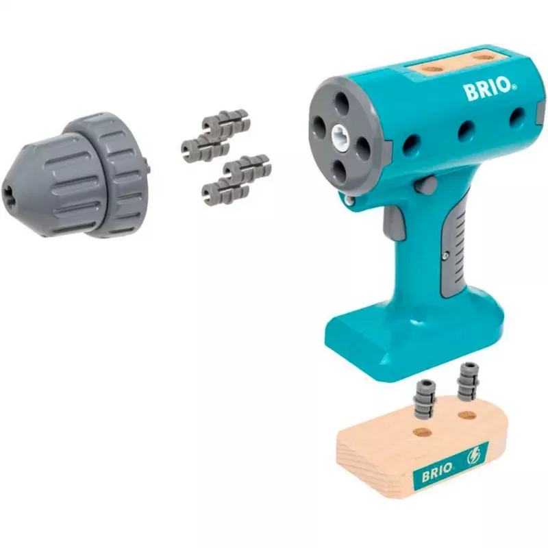 Brinquedo aparafusadora sem fios BRIO Builder modelo 63460000 — design realista, ferramenta a pilhas