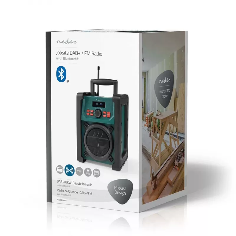 Rádio Nedis RDDB3100GN 15W Bluetooth IP65 Preto/Verde