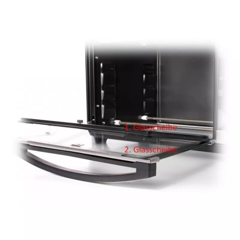 Fogão elétrico Rommelsbacher BG 1550 preto, 30 L, 80–230 °C, 7 modos, espeto rotativo, temporizador de 120 minutos