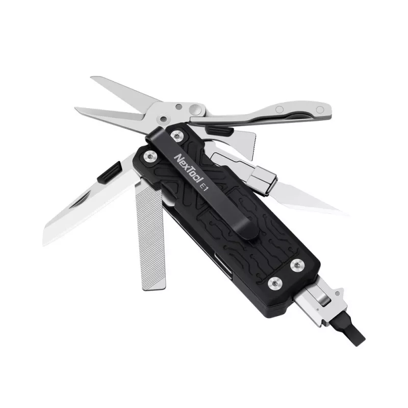 Multiferramenta Nextool E1 10-em-1 multiferramenta de bolso, preta, faca dobrável, 94 g, fechada 7,9 cm