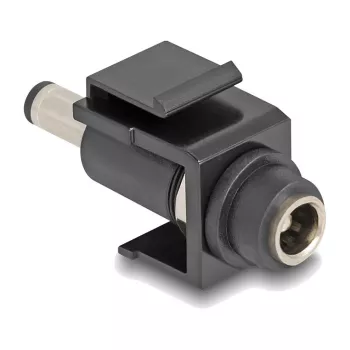 Módulo Keystone DeLOCK DC 5,5 x 2,1 mm conector fêmea para DC 5,5 x 2,5 mm conector macho preto