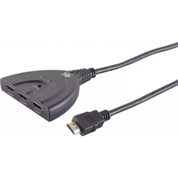 Comutador HDMI ShiverPeaks 05-02007 3x1 4K60Hz — 3 entradas para 1 saída, UHD 3840x2160@60Hz