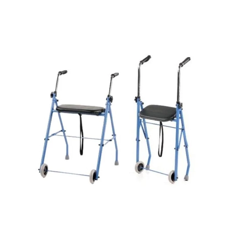 Apoio de reabilitação de duas rodas ARmedical PPC005 – azul/preto, estrutura de aço, altura ajustável, assento incluído