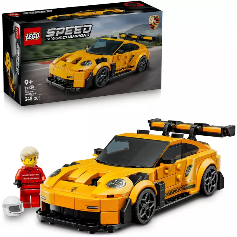Brinquedo de construção LEGO Porsche 911 GT3 RS Speed Champions 77239 — escala 1:18, 348 peças, 9+ anos