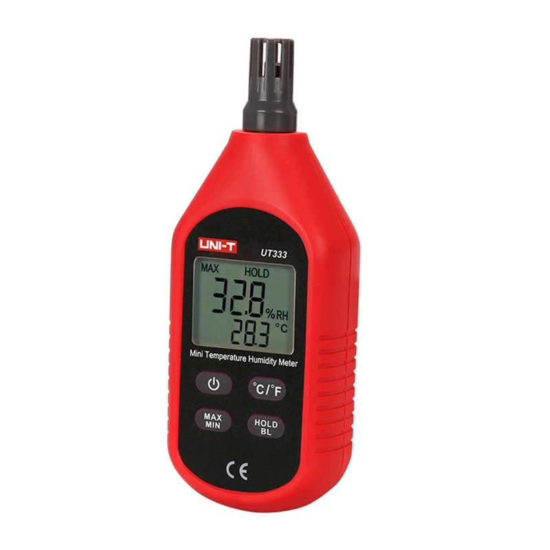 Mini medidor de temperatura e humidade UT333 — termo-higrómetro portátil para medição de temperatura e humidade relativa
