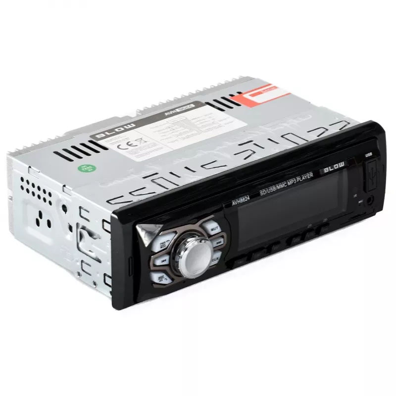 BLOW AVH-8624 auto-rádio, 1 DIN, FM RDS, Bluetooth, USB, SD/MMC, AUX, MP3, ecrã LCD, telecomando, preto