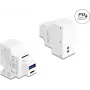 Módulo Keystone DELOCK com USB Type-A e conector fêmea de carregamento USB Type-C PD 20W branco