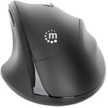 Manhattan Rato ergonómico sem fios, para destro, 800/1200/1600 dpi ajustáveis, 2,4 GHz (até 10 m), seis botões com roda de scroll, recetor combo USB-A e USB-C, preto, pilha AA (incluída), três anos de garantia