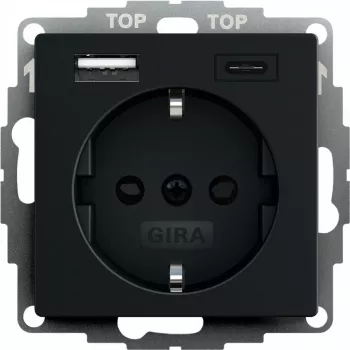 gira Tomada com ligação USB, modelo 2459005, preto