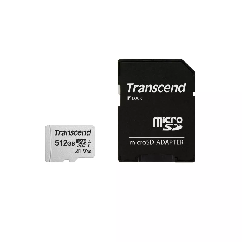 Cartão de memória flash Transcend 512GB MicroSDXC SD 300S