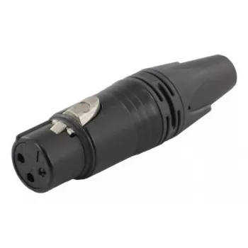 Ficha de cabo fêmea de 3 polos EQUIP XLR de 3 polos, preto, 30,5 g, 19,2×19,2 mm