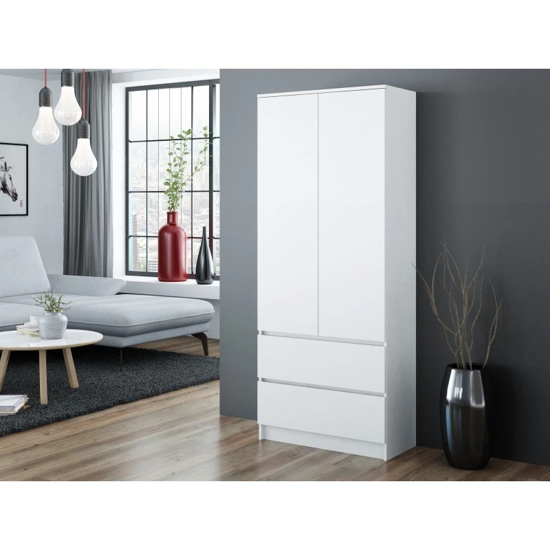 Top E Shop SZAFA MALWA B roupeiro de quarto, 5 prateleiras, 2 portas, branco