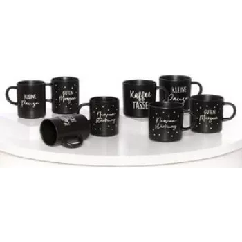 Conjunto de chávenas de café de porcelana de ritzenhoff & breker SVART 390 ml, apto para máquina de lavar loiça, preto, pack de 4