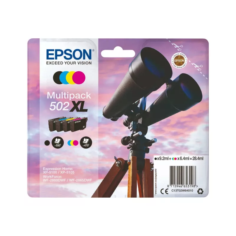 Epson 502XL multipack de tinta original, preto/ciano/magenta/amarelo, 4x (C13T02W94020)