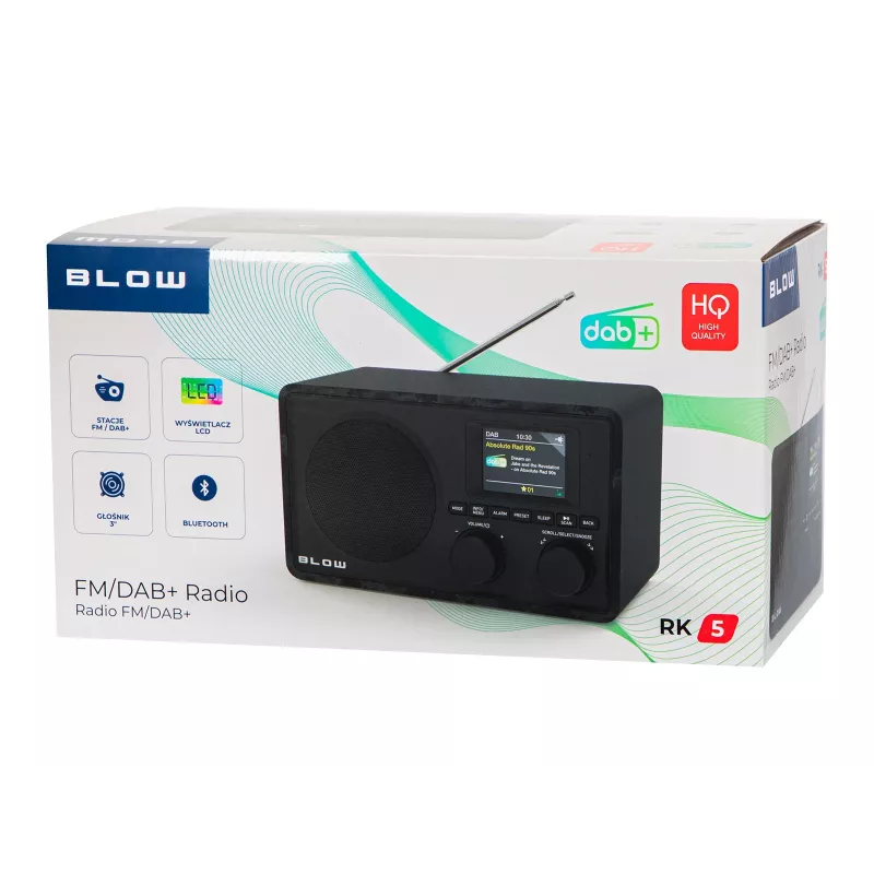 Rádio de cozinha BLOW RK5 FM/DAB+ com Bluetooth, preto