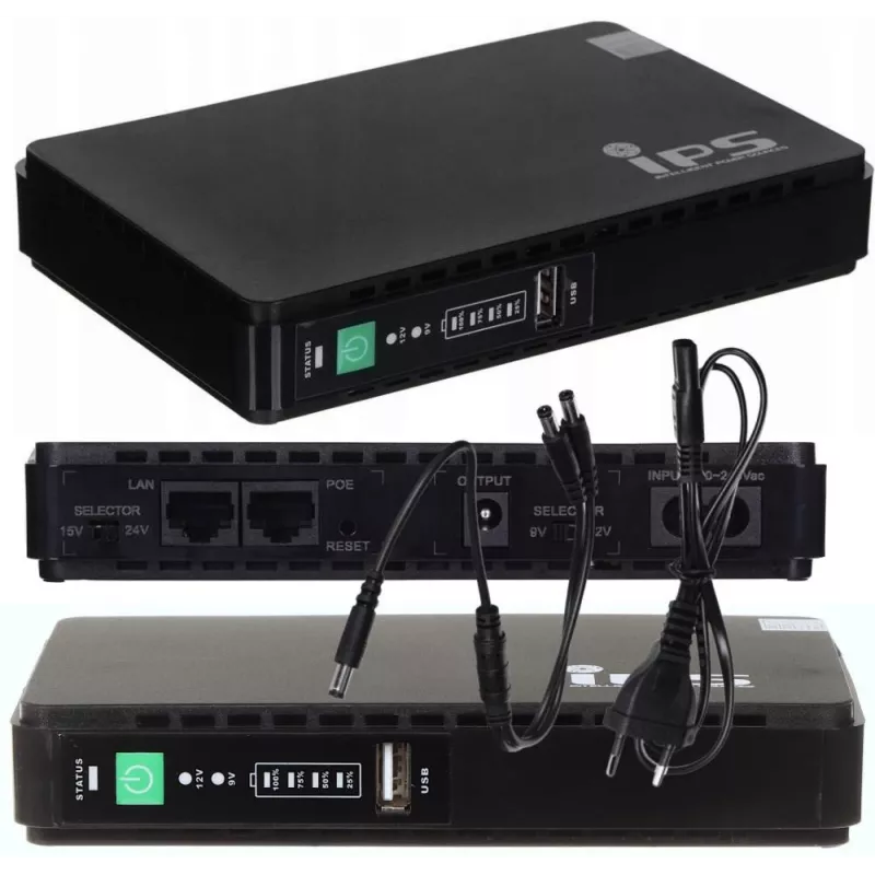 Fonte de alimentação MPL Power RouterUPS-30-PoE 30 W para interiores, 100–240 V, preto, 160×105×28 mm