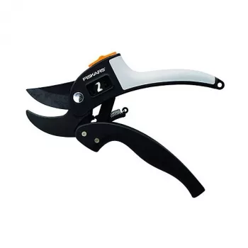 Tesoura de poda Fiskars 1000575 bigorna — tesoura de jardim manual para cortar madeira seca, preto/laranja
