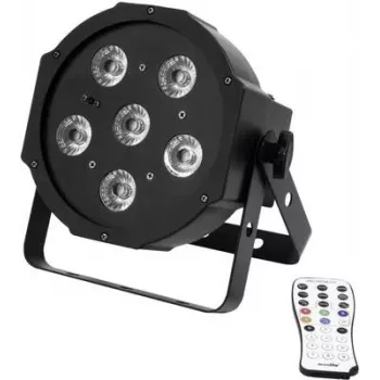 Projetor LED PAR EUROLITE SLS-603 6x3W preto – iluminação de palco/ambiente, 18W total