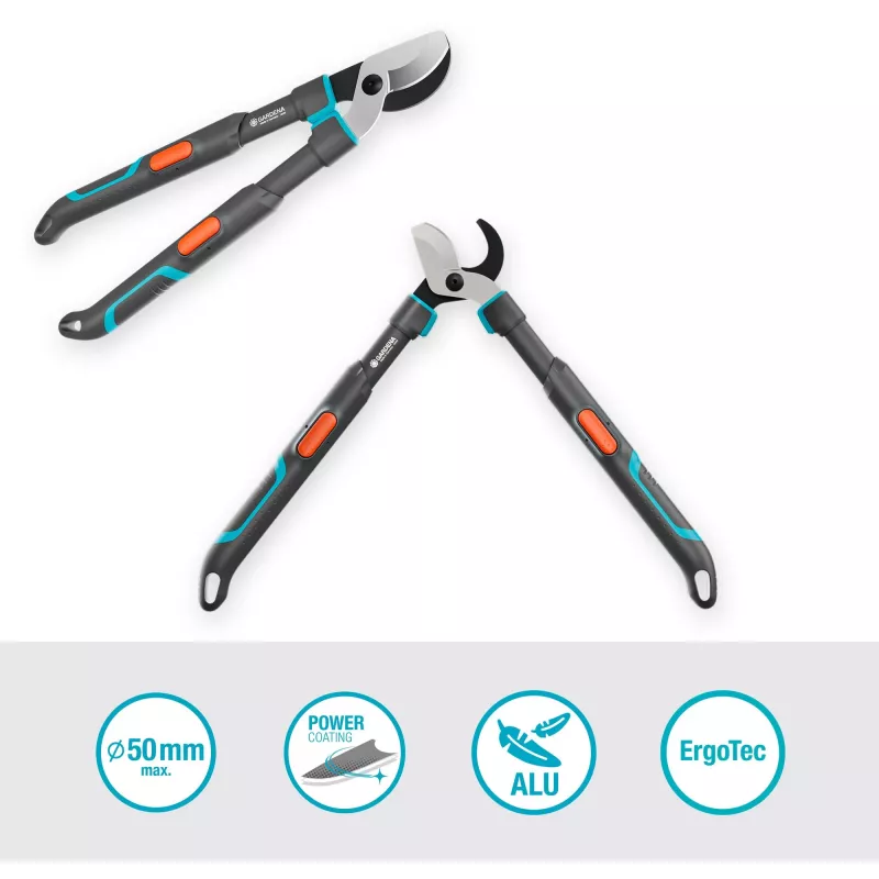 Gardena tesoura de poda TeleCut Pro S cinzento/turquesa 52cm - 67cm (12040-88)