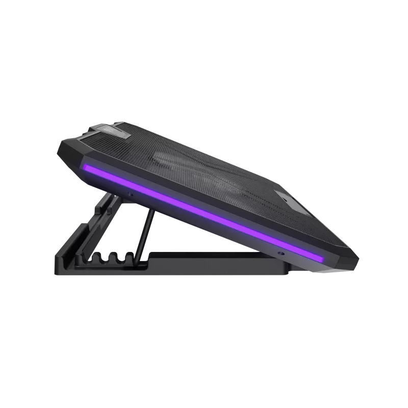 Base de arrefecimento para portátil FURY GUNBAI G3 14,1–17,3 polegadas com 2 ventoinhas, iluminação RGB, 2× USB