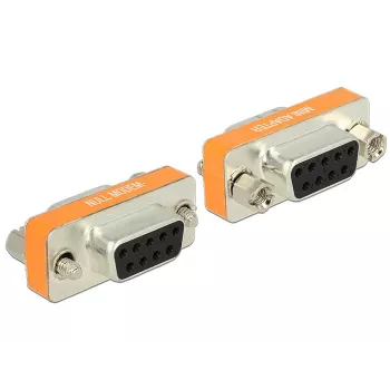 DeLOCK 65570 D-Sub 9 pinos (DB-9) fêmea para fêmea null modem gender changer, contactos banhados a ouro