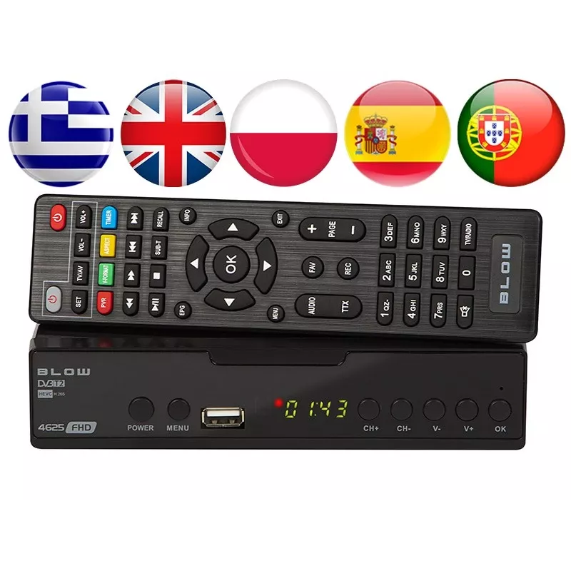 Sintonizador de TV digital BLOW 4625FHD DVB-T2 H.265 recetor terrestre, HDMI, USB, SCART, Ethernet, S/PDIF