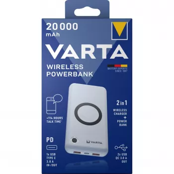 Powerbank Varta 57909 20000 mAh polímero de lítio carregamento sem fios