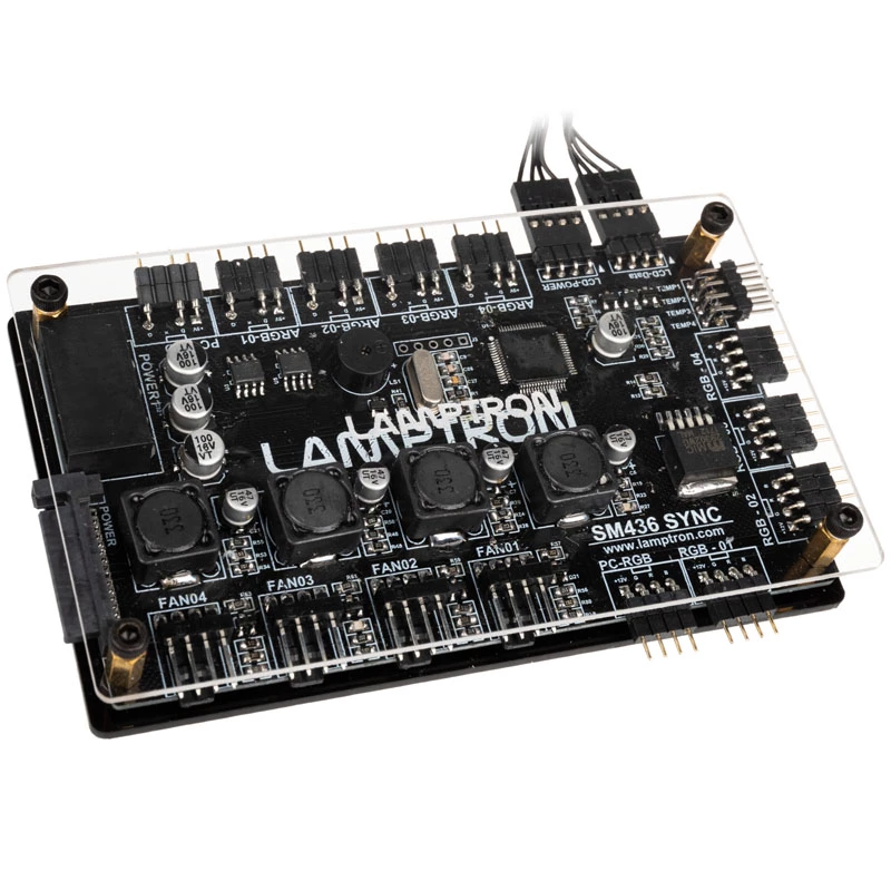 Controlador de ventoinhas e LED PCI RGB Lamptron SM436 Sync Edition, preto
